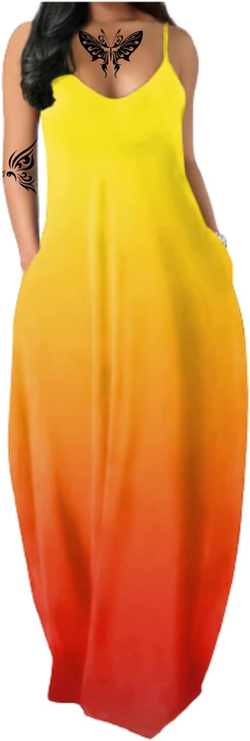 Women's Summer Maxi Long Dress Casual Boho Sleeveless Strap