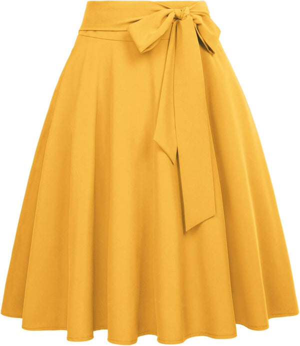 Belle Poque Women High Waisted A Line Skirt with Pockets