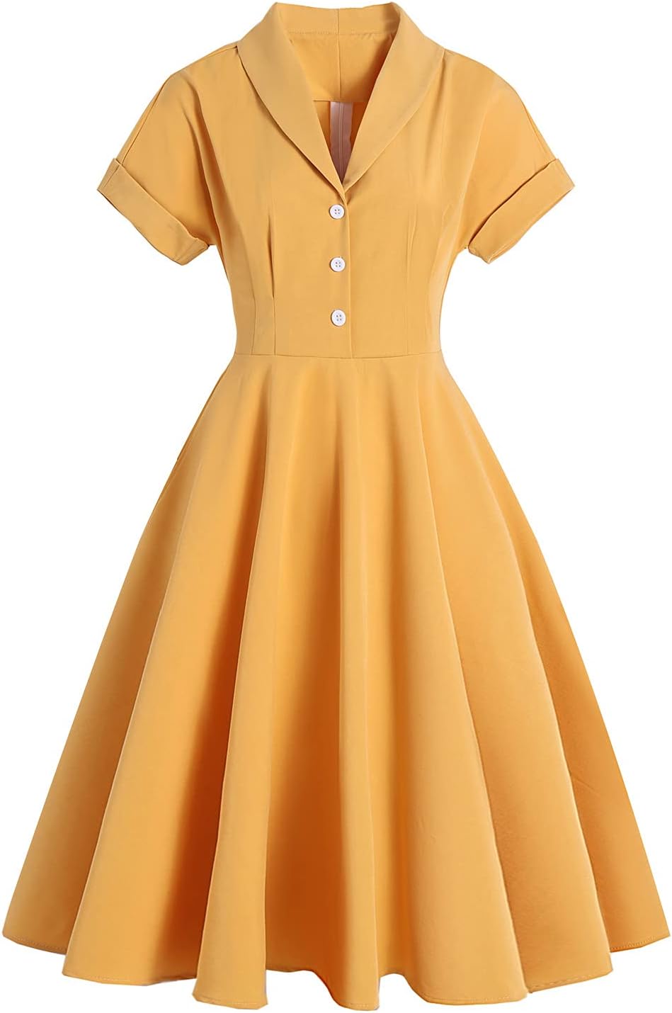 Women 1950s Vintage Short Sleeve Peter Pan Collar Retro Swing A Line Midi Summer Dress Cocktail Party Evening Prom Gown