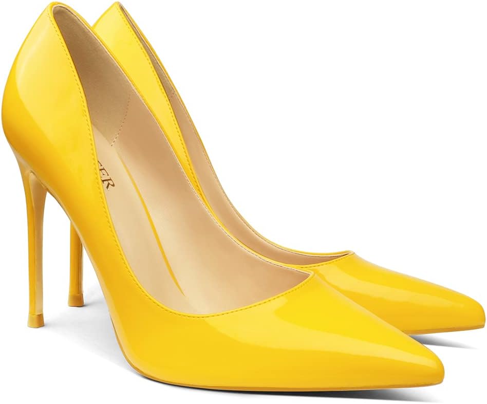 COLETER Women's 4 Inch Pumps Pointed Toe Dress Shoes Slip On Stiletto Pumps