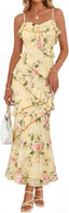 MEROKEETY Summer Floral Wedding Guest Maxi Dress Women 2026 Formal Cocktail