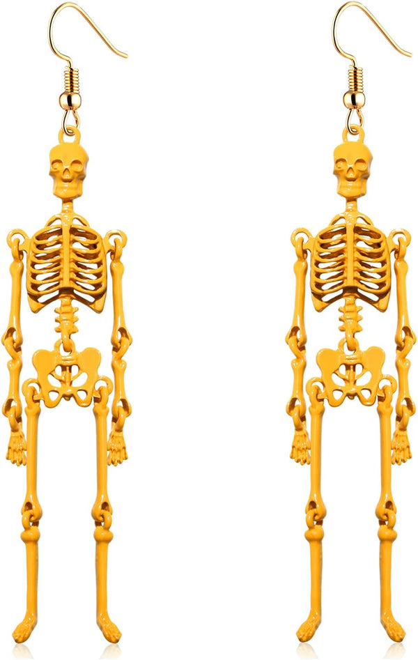 Halloween Skeleton Earrings Spooky Skull Skeleton Dangle Earrings for Women Costume Dress Up Ghost Earrings Halloween Outfits Jewelry Accessories Gifts