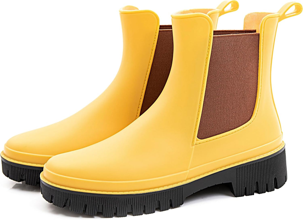 Women's Short Rain Boots Waterproof Chelsea Rain Boots For