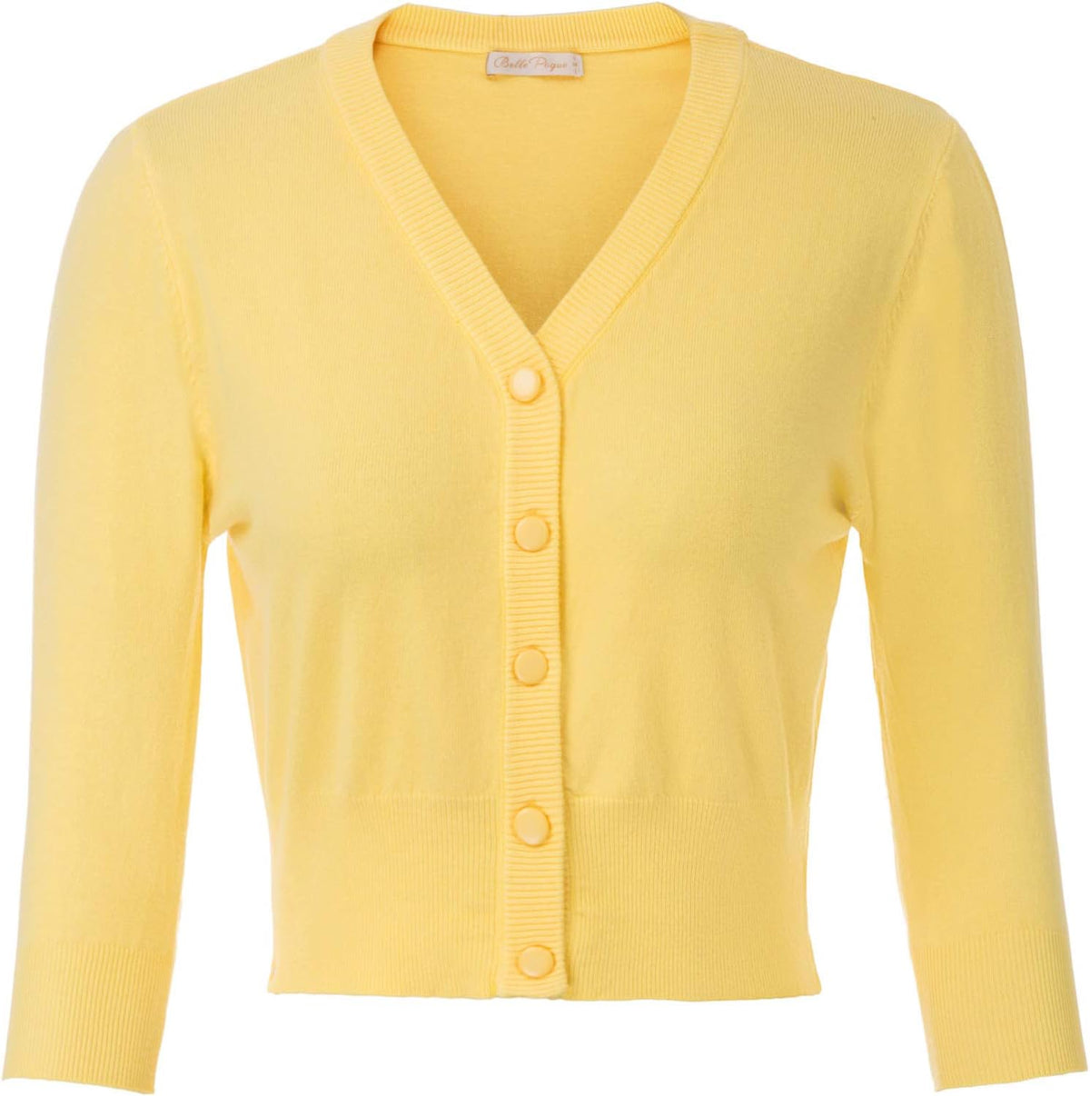 Women's 3/4 Sleeve Cropped Cardigan Shrug — Button-Down Sweater