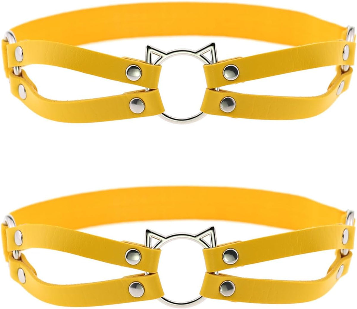 2pcs Adjustable Faux Leather Leg Garter, Elastic Punk Thigh Straps for Ladies