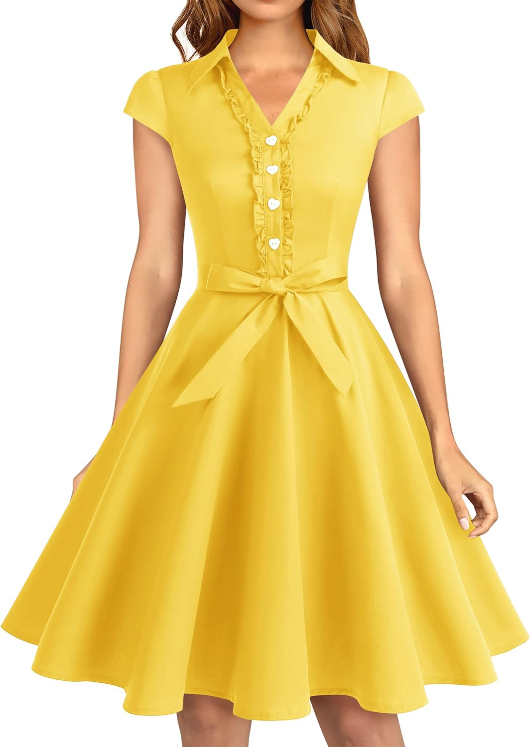 Wedtrend Women's 1950s Rockabilly Cap Sleeve Vintage Swing Cocktail Dress