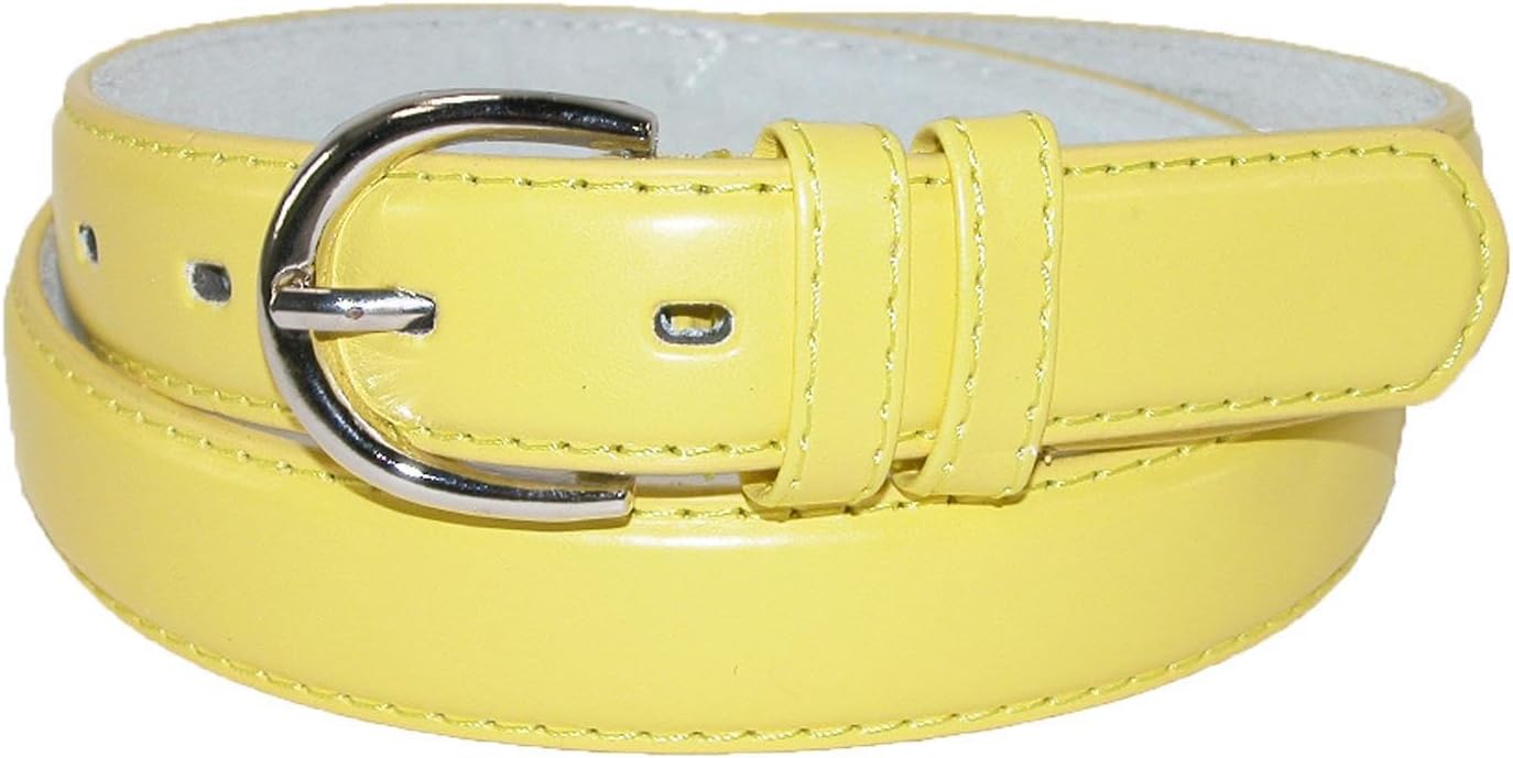 Ctm Women's Leather Dress Belt 1 1/8 Inch Silver Buckle