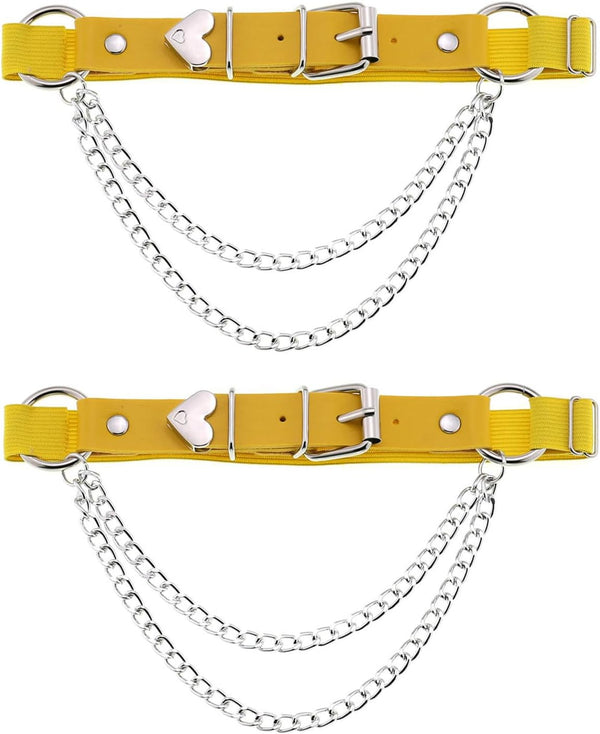 Adjustable Leg Garter with Chains, Elastic Punk Thigh Garters for Women, 1 Pair