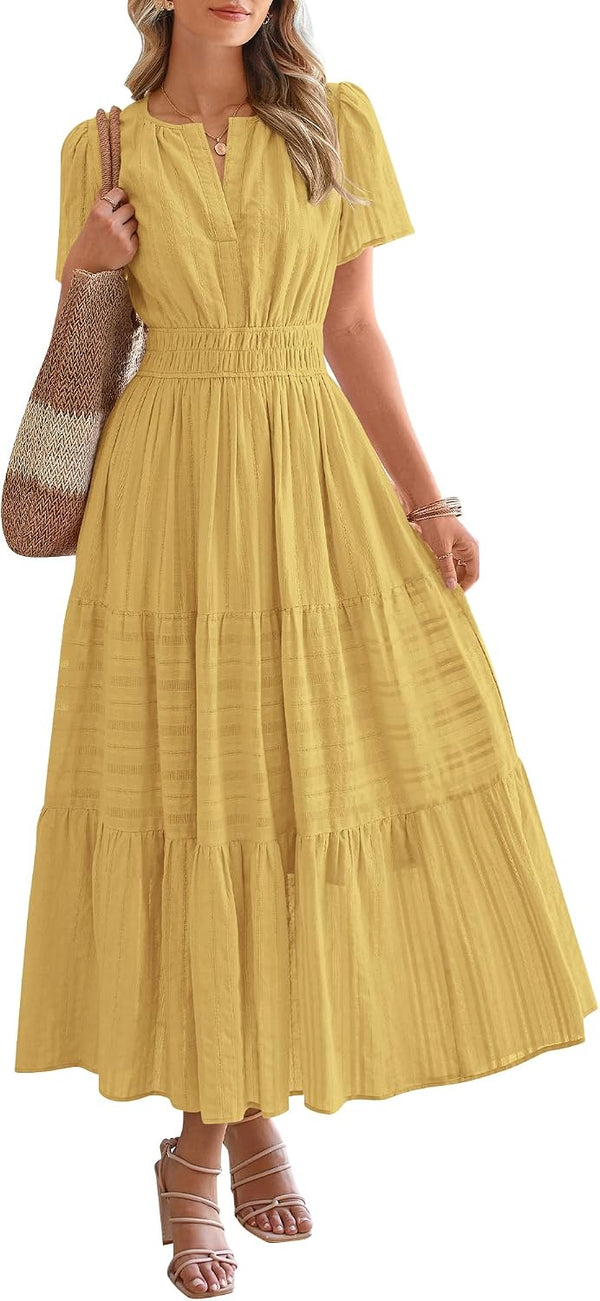 BTFBM Womens Summer 2026 Casual Maxi Dresses Lightweight Short Sleeve Dress