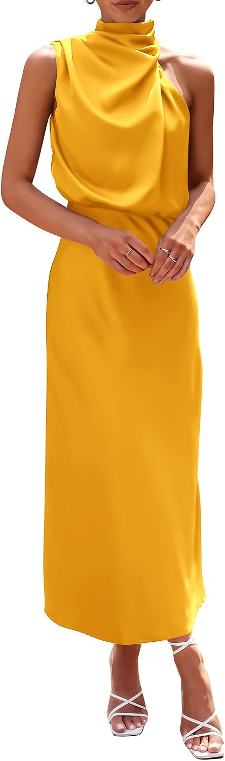 PRETTYGARDEN Women's Summer Satin Maxi Cocktail Dress