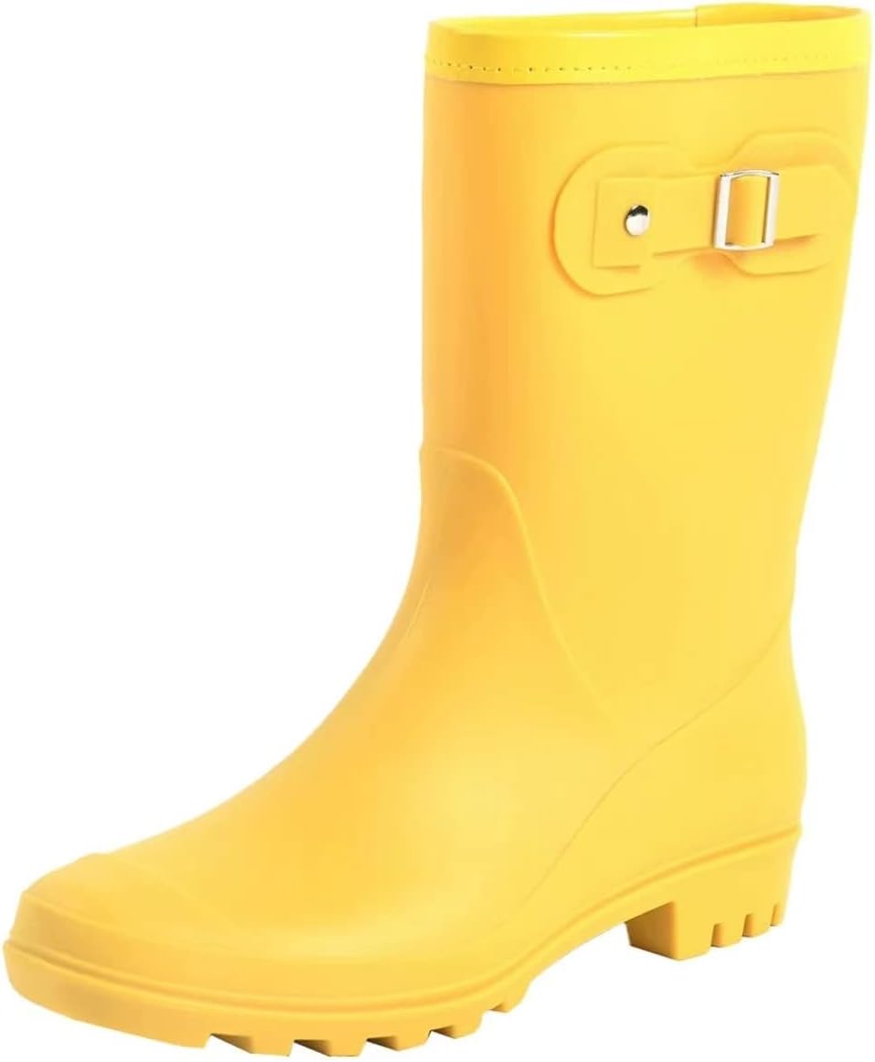 Women's Mid Calf Rain Boots Waterproof Fashion Shoes