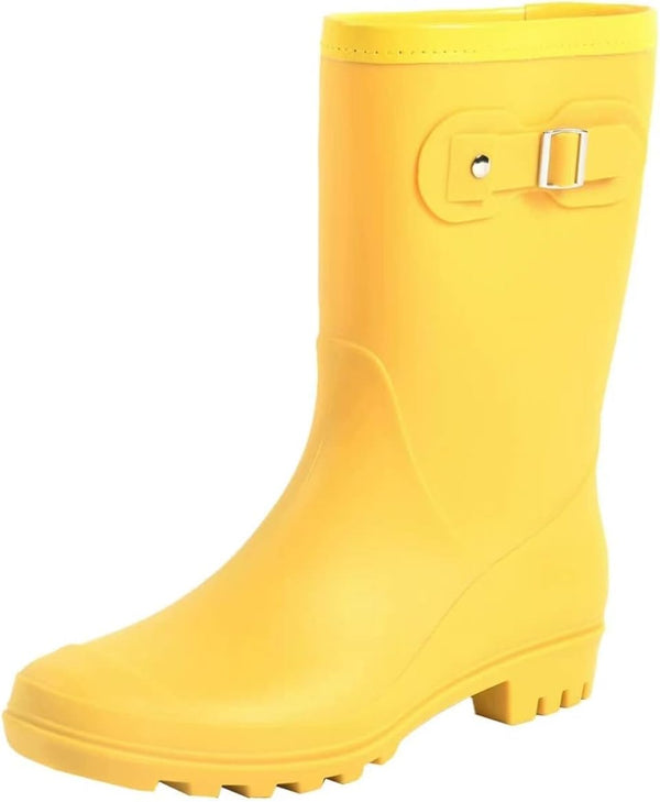Women's Mid Calf Rain Boots Waterproof Fashion Shoes