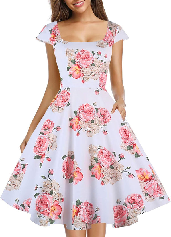 Women's Cocktail Dress 1950s Retro Swing Dress