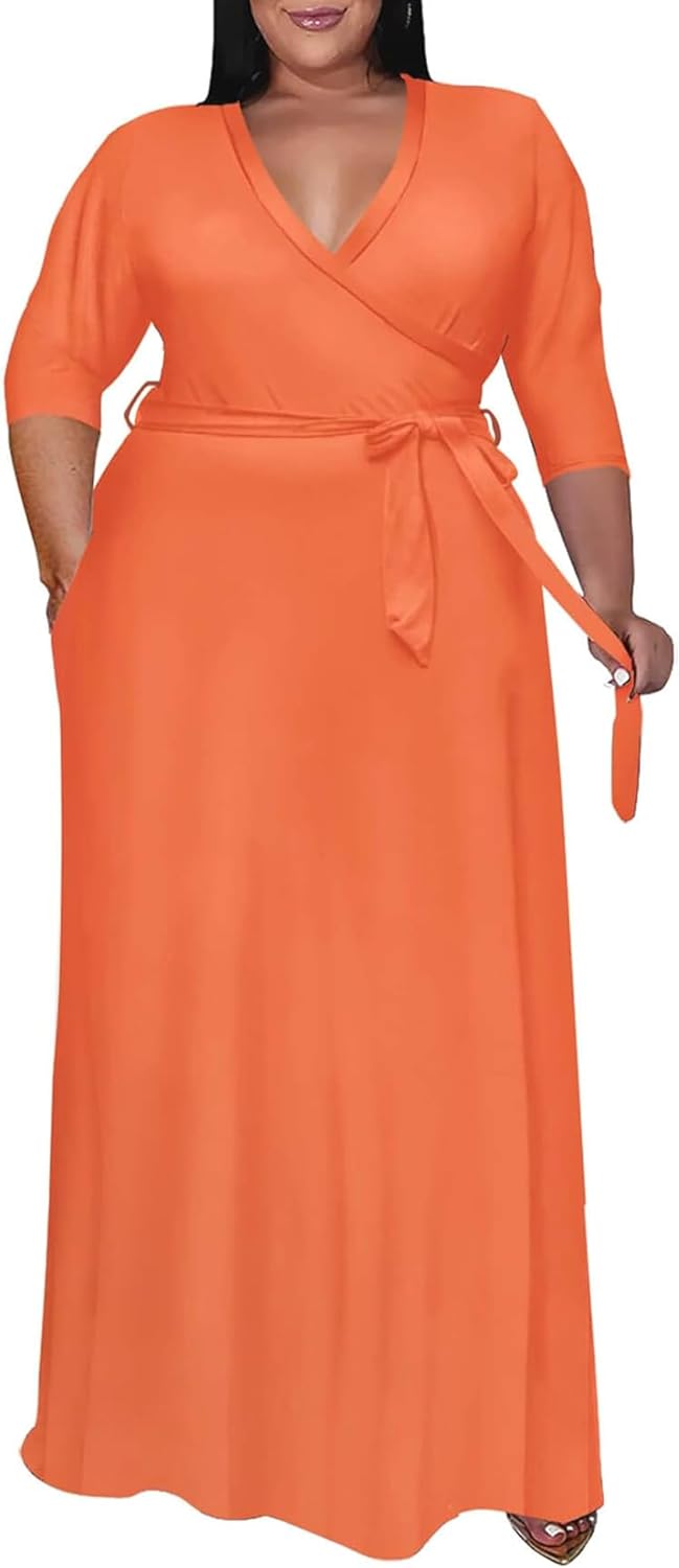 Nmoder Plus Size Maxi Dresses for Curvy Women -Summer Casual Long Fit Dress