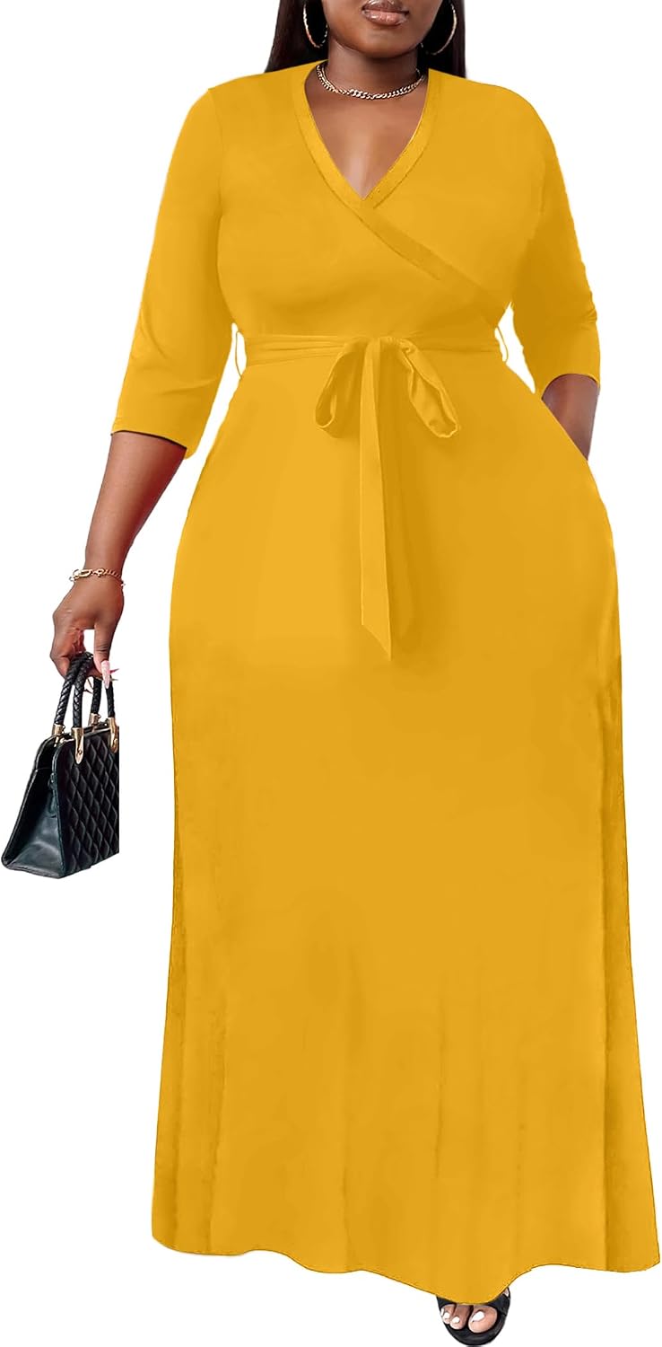 Nmoder Plus Size Maxi Dresses for Curvy Women -Summer Casual Long Fit Dress