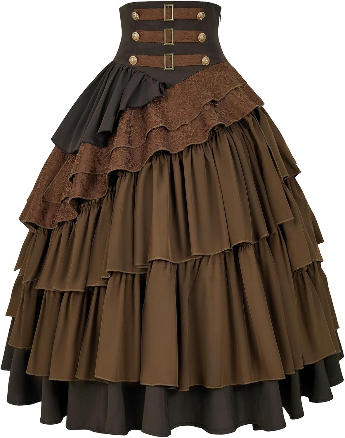 Women's Steampunk Skirt Gothic High Waisted Ruffle Pirate Skirt
