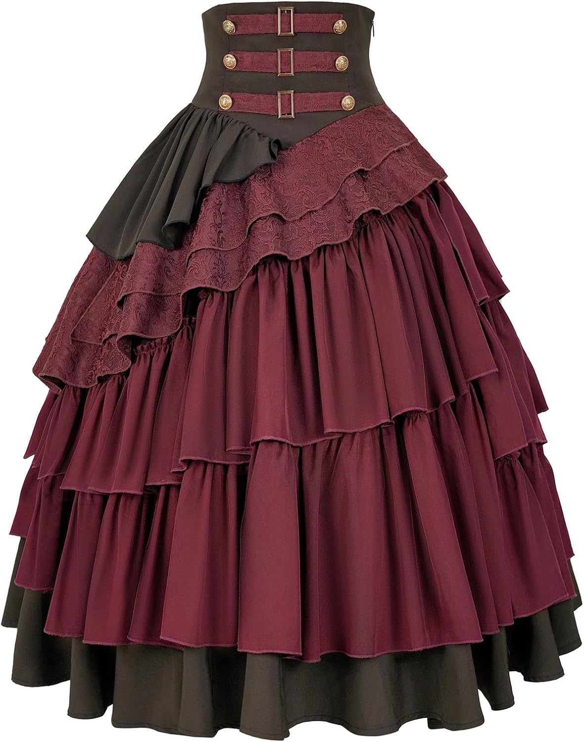 Women's Steampunk Skirt Gothic High Waisted Ruffle Pirate Skirt