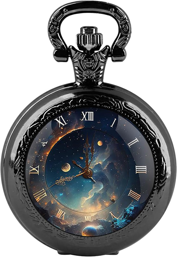Classic Glass Dome Unisex Arabic Numerals Dial Quartz Pocket Watch Wom