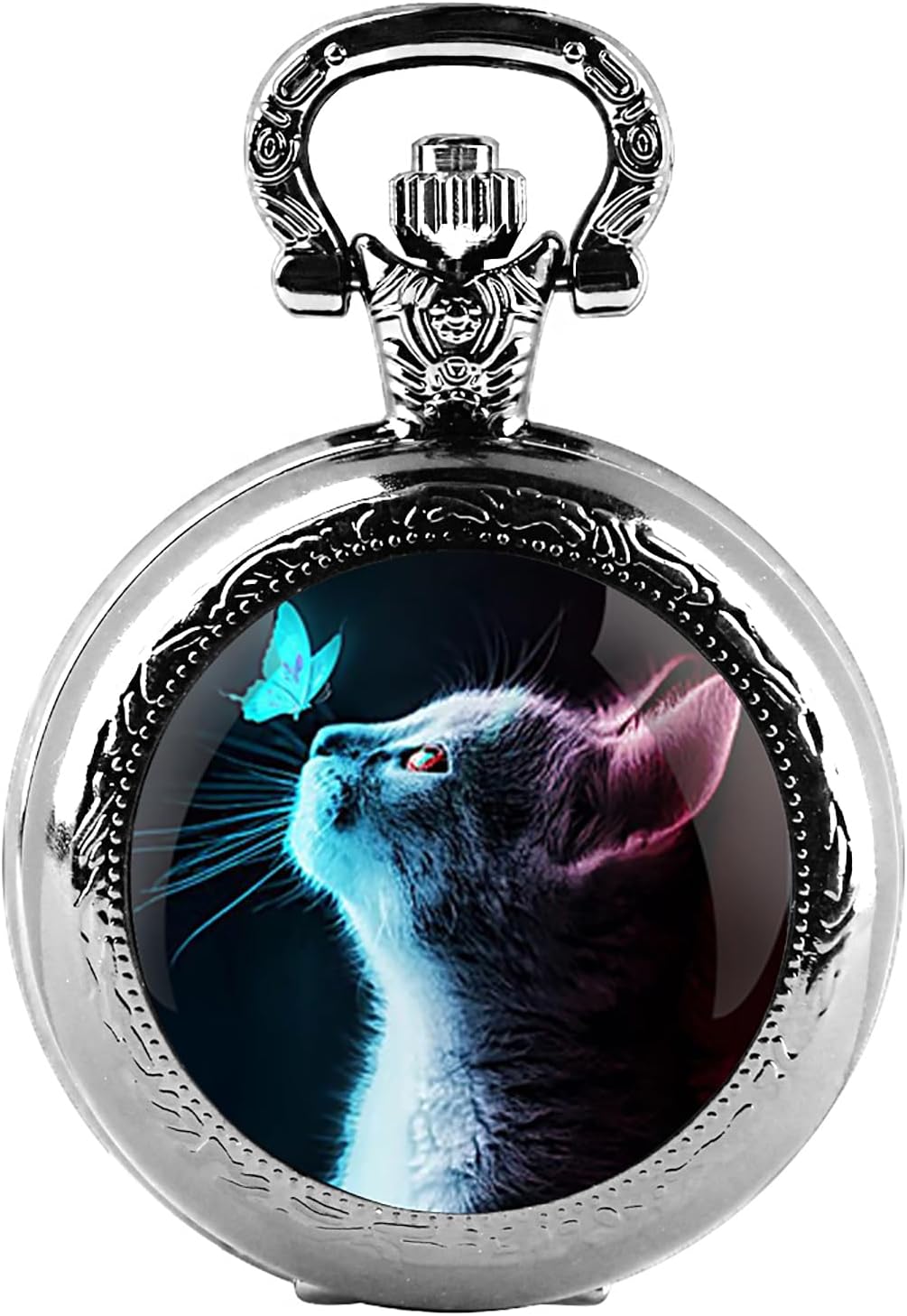 Classic Glass Dome Unisex Arabic Numerals Dial Quartz Pocket Watch Wom