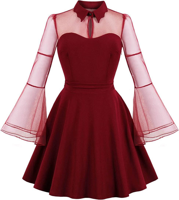 Women's Vintage Polka Dot 1950s Audrey Retro Rockabilly Prom Dress 50's 60's A-Line Cocktail Party Swing Dress