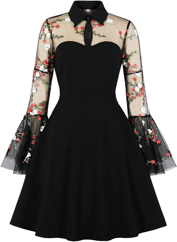 Women's Vintage Polka Dot 1950s Audrey Retro Rockabilly Prom Dress 50's 60's A-Line Cocktail Party Swing Dress