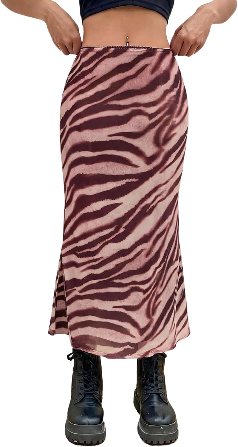 Verdusa Women's Fishtail Mesh Long Skirt 90s Y2k Outfits Goth Clothes