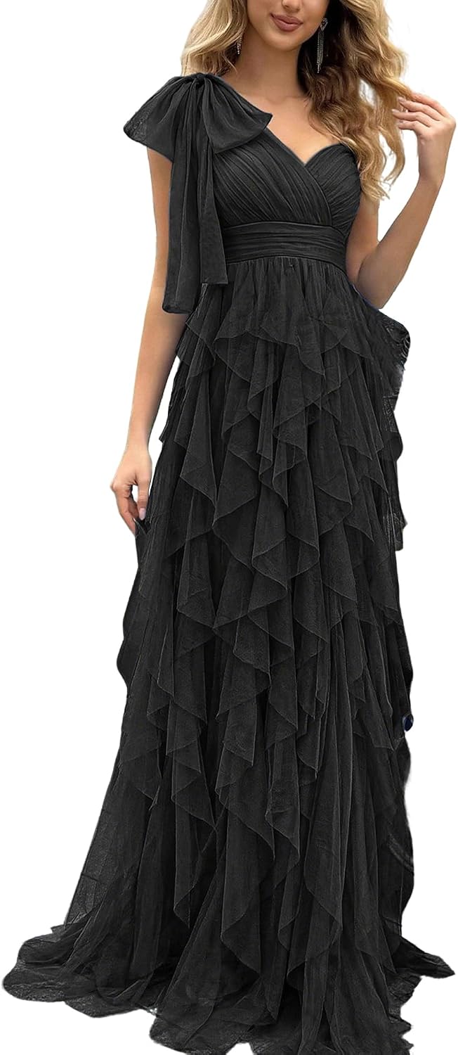 Women Tulle Prom Wedding Guest Bridesmaid Dress Formal Evening Gown