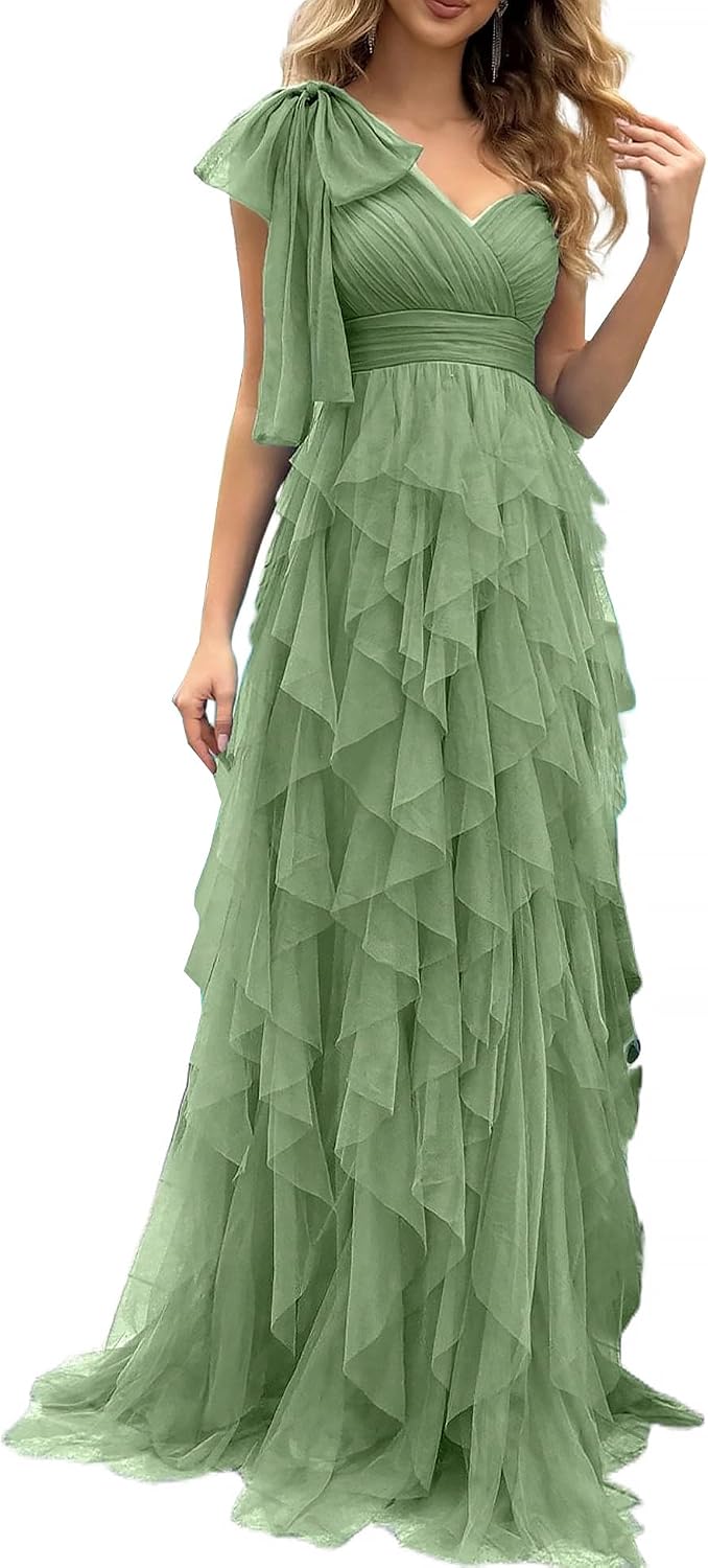 Women Tulle Prom Wedding Guest Bridesmaid Dress Formal Evening Gown