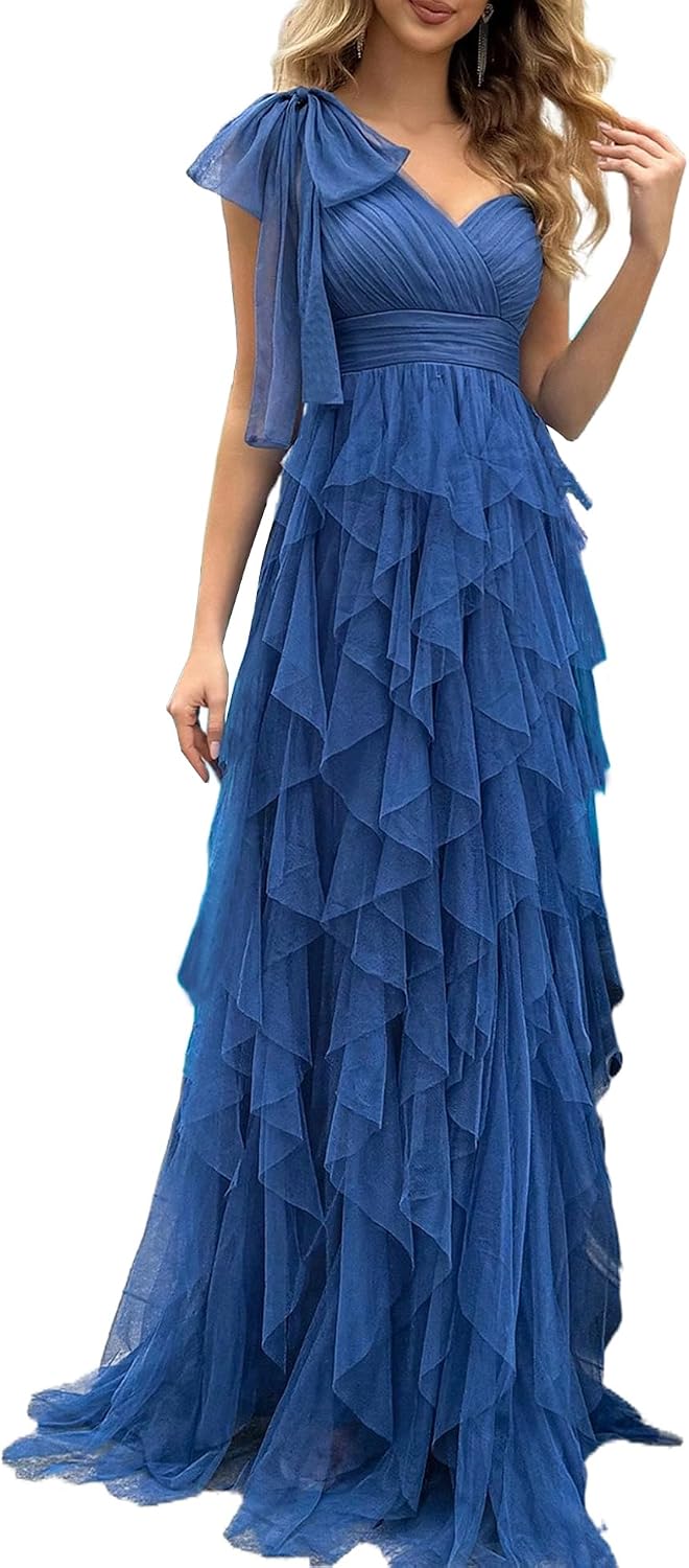Women Tulle Prom Wedding Guest Bridesmaid Dress Formal Evening Gown