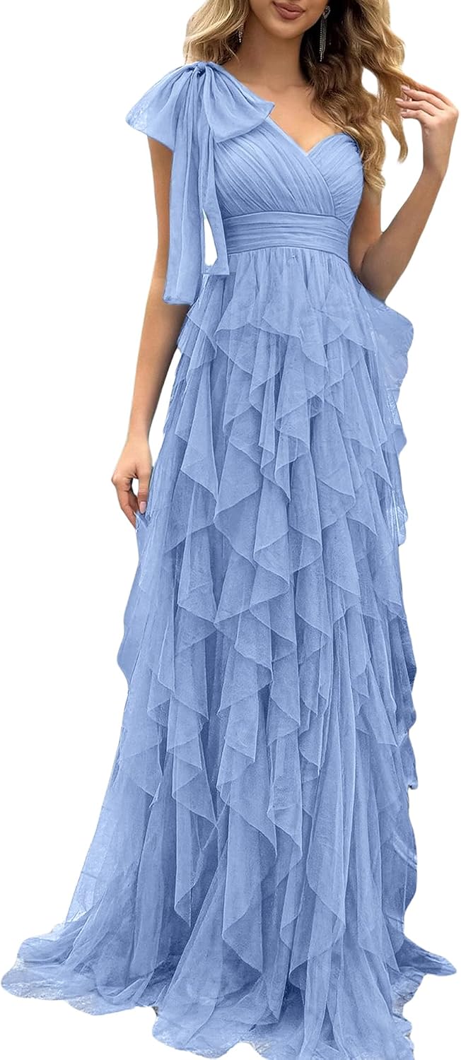 Women Tulle Prom Wedding Guest Bridesmaid Dress Formal Evening Gown