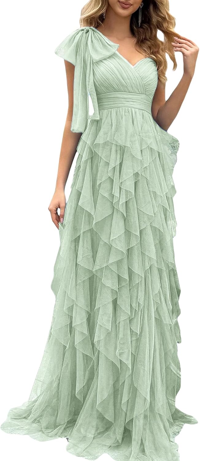 Women Tulle Prom Wedding Guest Bridesmaid Dress Formal Evening Gown