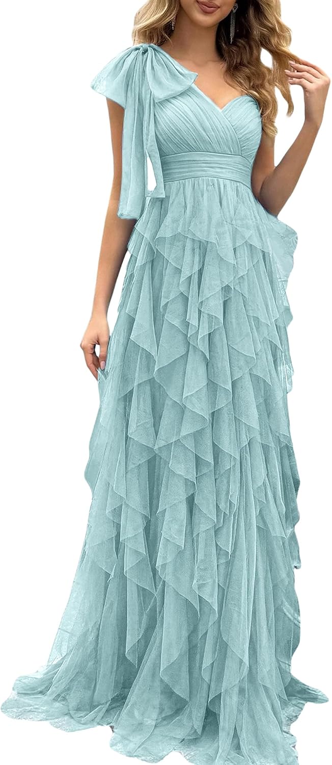 Women Tulle Prom Wedding Guest Bridesmaid Dress Formal Evening Gown
