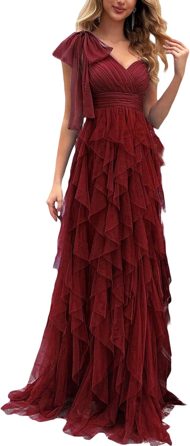 Women Tulle Prom Wedding Guest Bridesmaid Dress Formal Evening Gown