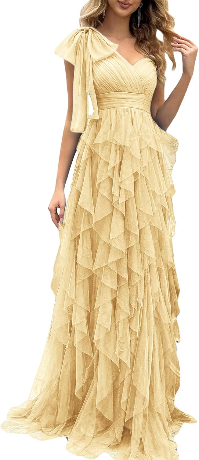 Women Tulle Prom Wedding Guest Bridesmaid Dress Formal Evening Gown