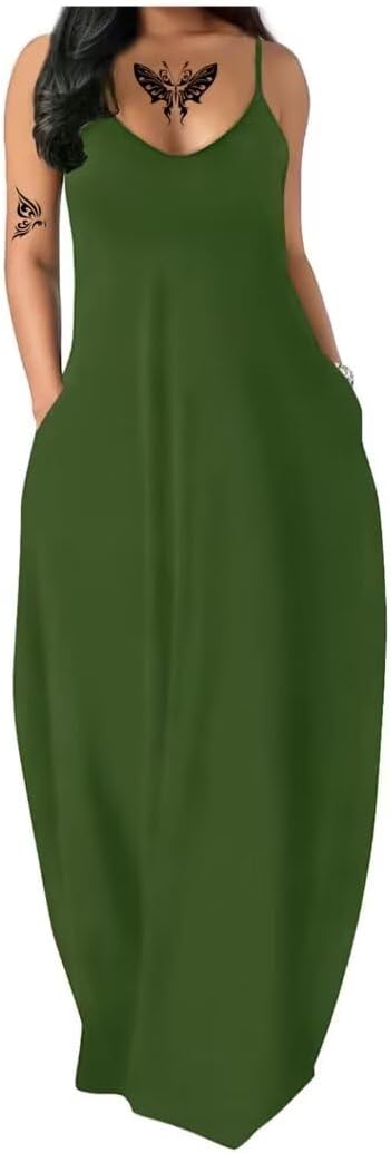 Women's Summer Maxi Long Dress Casual Boho Sleeveless Strap