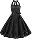 IKADEX Vintage Women 1950s Rockabilly Swing Dress Pinup 50s Retro Hepburn Style Halterneck A-Line Dresses