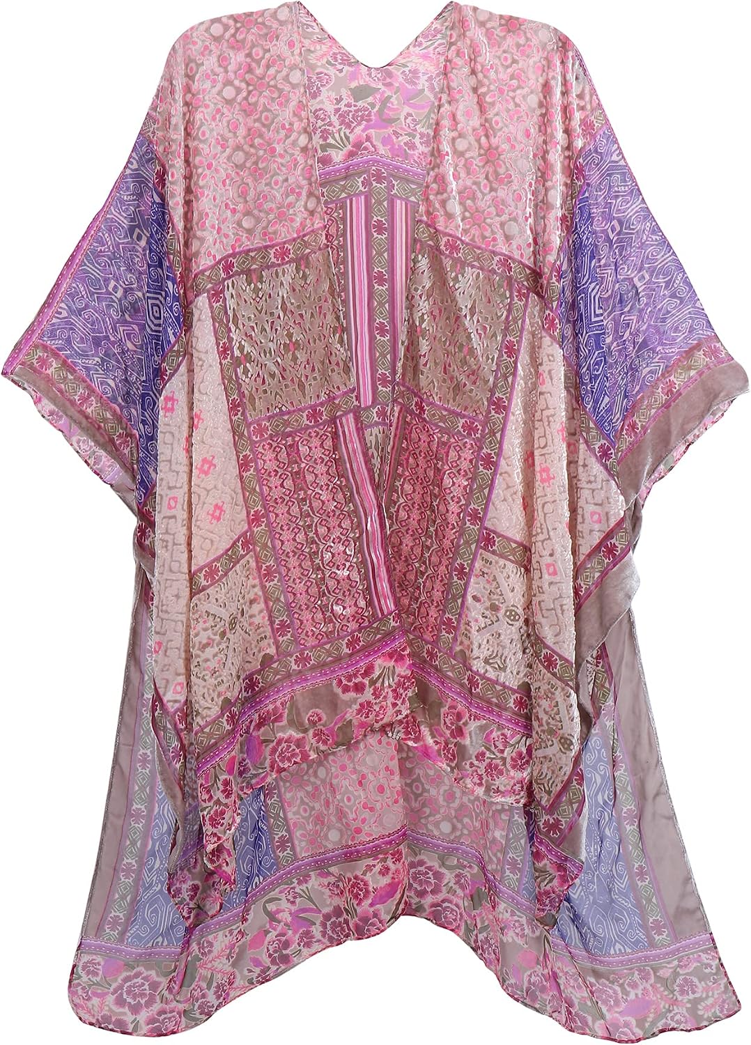 Women's Burnout Velvet Kimono Long Cardigan Cover Up Casual Outfit