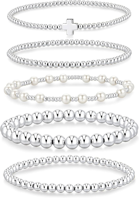 Yoosteel Gold Beaded Bracelets for Women Teen Girls, Gold Plated Jewelry
