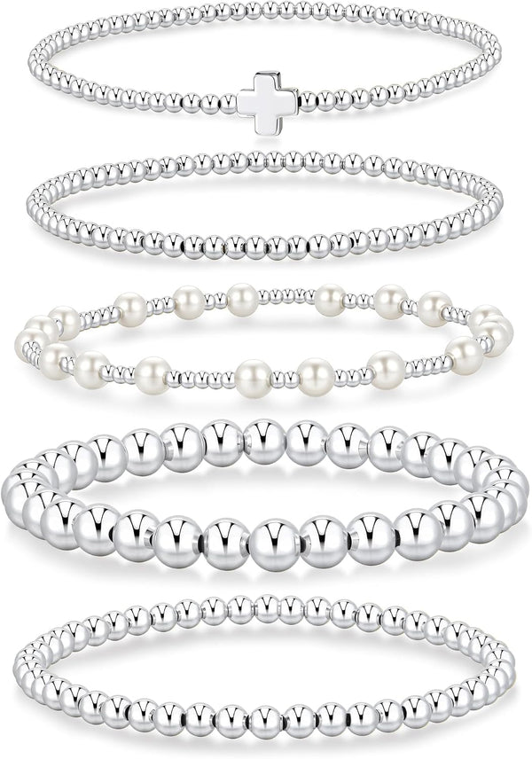 Yoosteel Gold Beaded Bracelets for Women Teen Girls, Gold Plated Jewelry