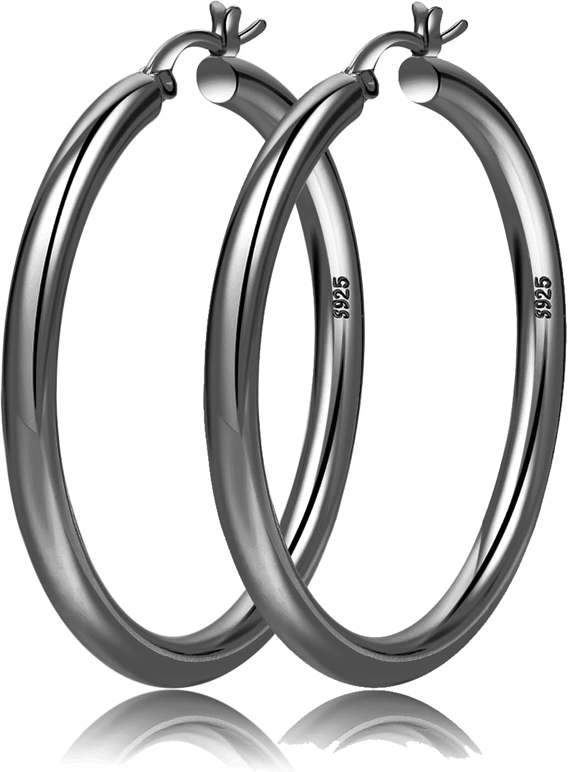 4mm Thick Gold Chunky Earrings Steling Silver Post Hoops Earrings For Women Hollow Tube Hoops Earrings Thick Gold Hoop Earrings Hypoallergenic