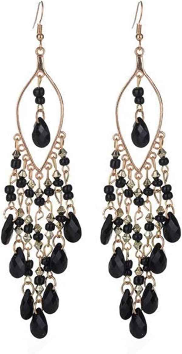Crystal Beaded Tassel Bridal Earrings