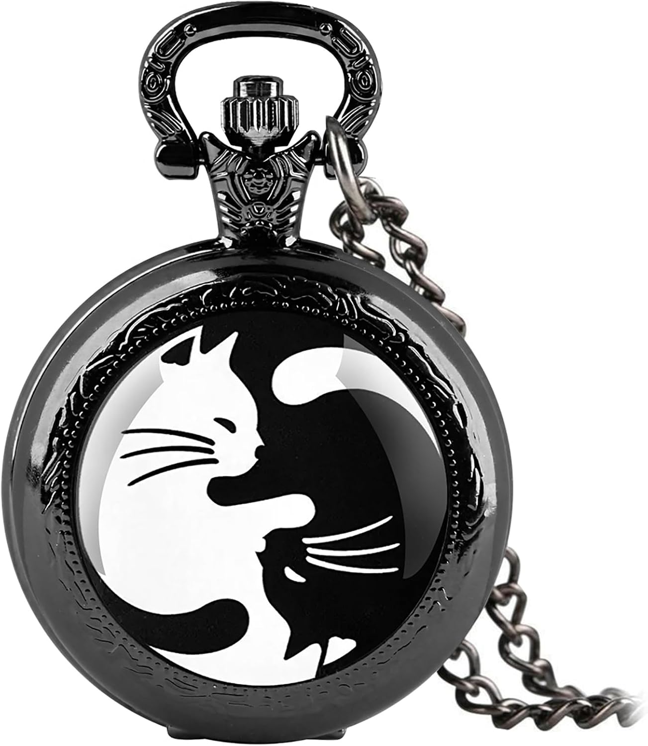 Vintage Graphic Dome Quartz Pocket Watch - Chain Pendant Gift