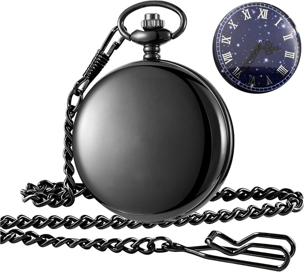 Roman Numerals Scale Quartz Pocket Watches with Chain Christmas Gift