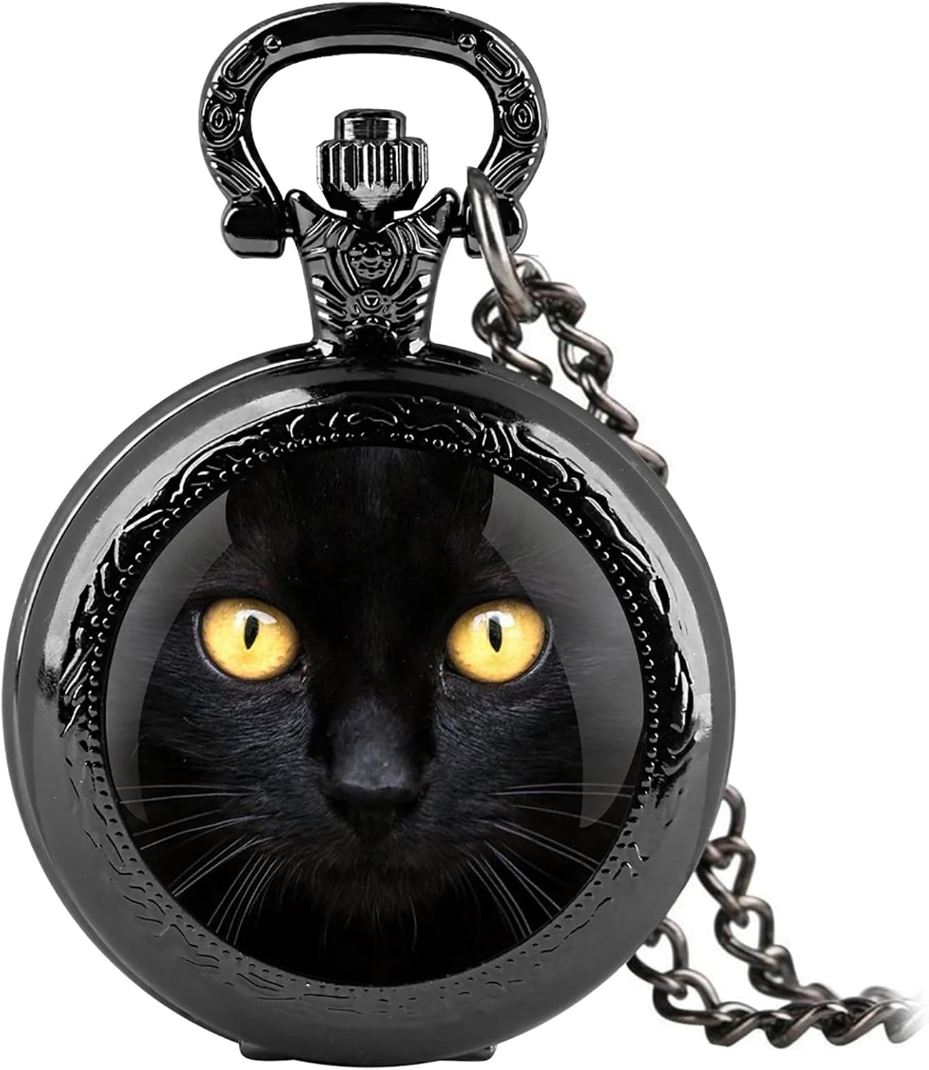Vintage Graphic Dome Quartz Pocket Watch - Chain Pendant Gift Secondary image