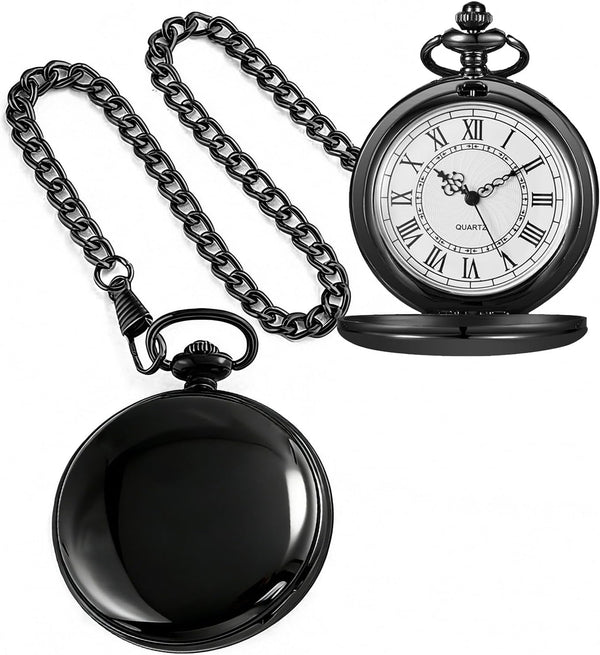 Smooth Alloy-Steel Quartz Pocket Watch