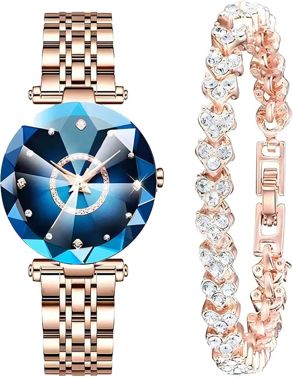 Women Watches with Bracelet Rose Gold for Lady Elegant Stainless Steel