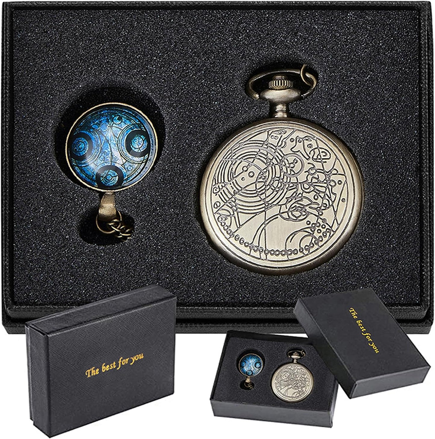 Nostalgia Movie-Theme Alloy Quartz Pocket Watch with Necklace Chain