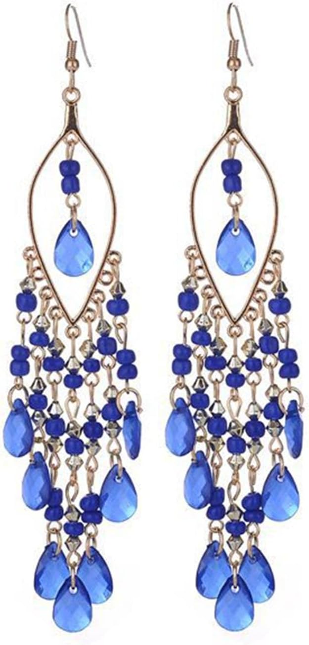 Crystal Beaded Tassel Bridal Earrings