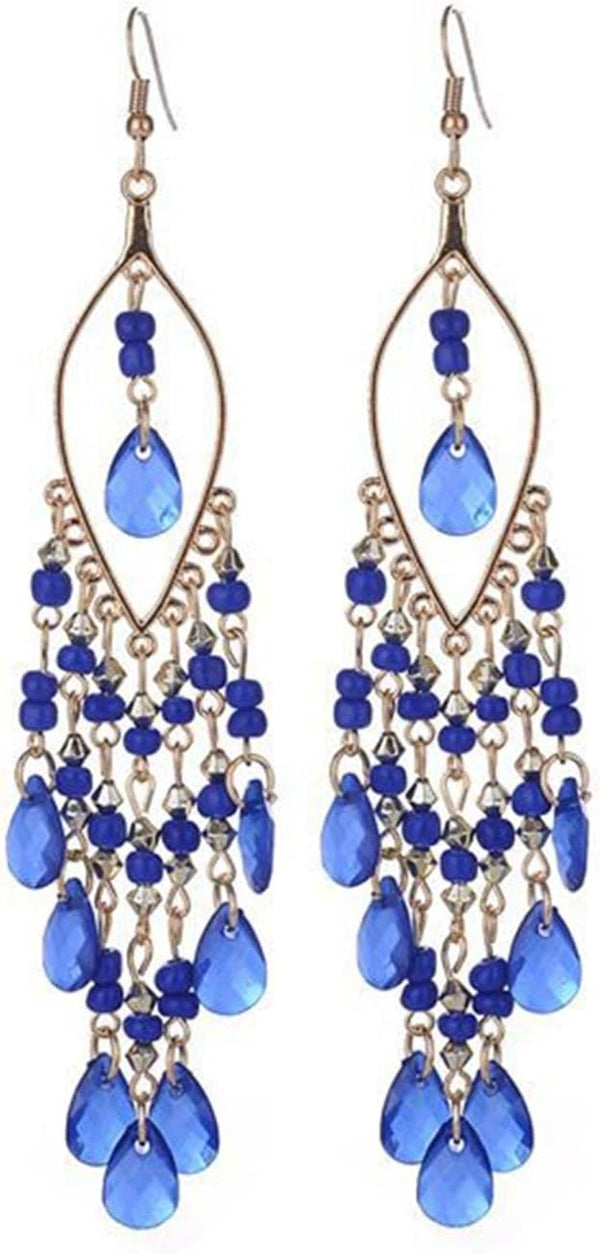 Crystal Beaded Tassel Bridal Earrings