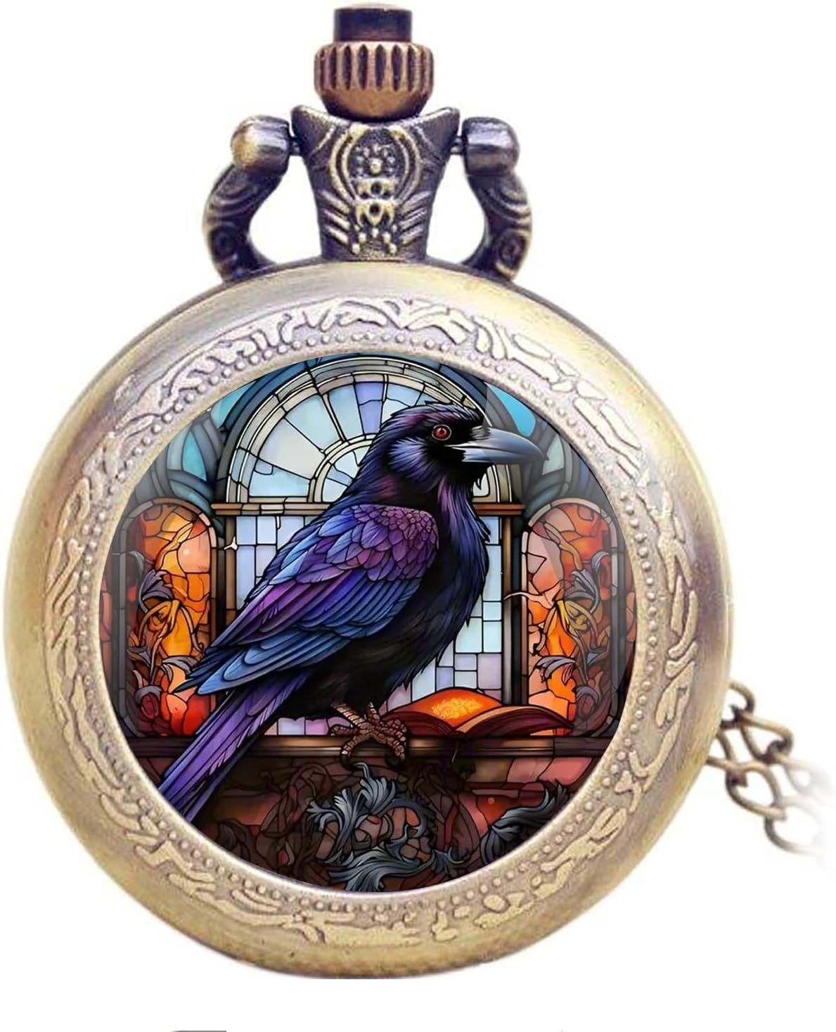 Vintage Pocket Watch for Women Men Dragon Eagle Crow Design Bronze Qua